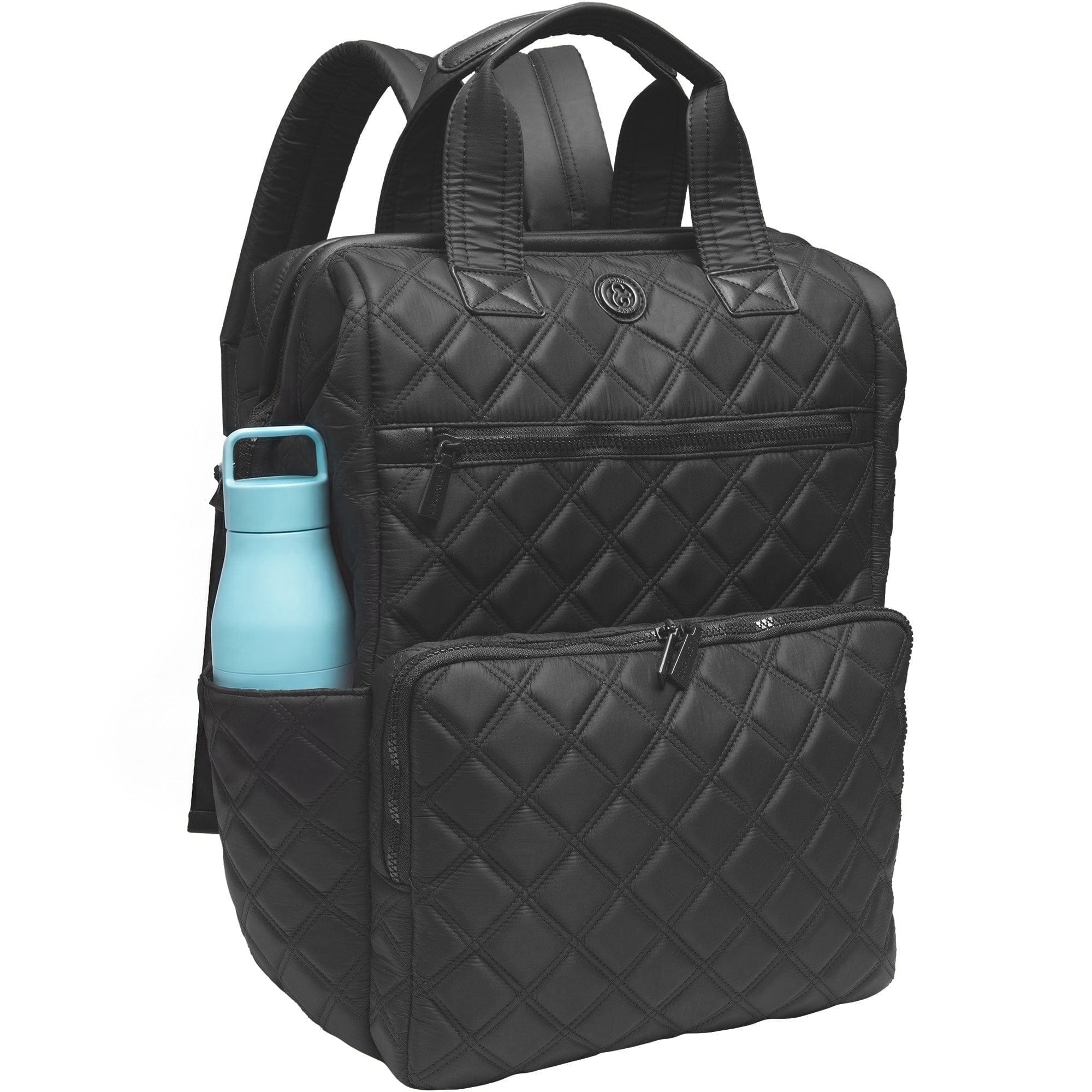black quilted vera bradley square laptop backpack Joan & David Diamond Quilted Puffer Nylon Square Laptop Backpack